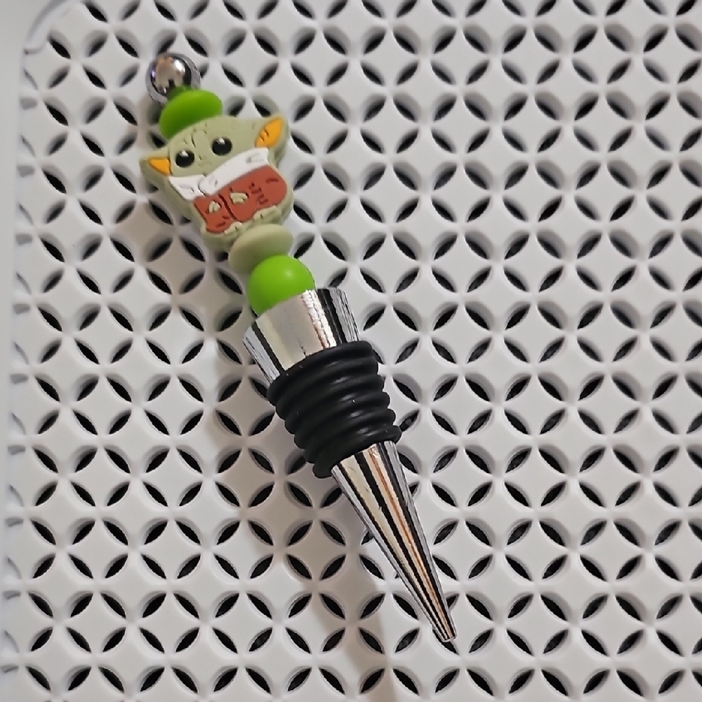 Baby Yoda Beaded Bottle Stopper